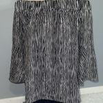 Mud Pie  black white striped off shoulder blouse top shirt womans small Photo 0