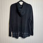 J Jill black plaid hem long sleeve hoodie pullover size XL N47 Photo 4