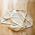 Forever 21 NWT  Tan Long sleeve ruched side tie Adjustable crop top Shirt Sz Med Photo 2