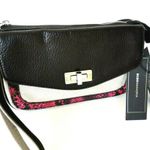 BCBGMAXAZRIA NEW BCBG Max Azria Black Leather Canvas Python WRISTLET Handbag Purse Sloan NWT Photo 1