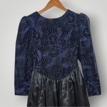 Gunne Sax VTG  Jessica McClintock Blue Velvet Black Taffeta Party Dress‎ Size 8 Photo 2