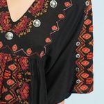Anthropologie  Rala Embellished Medallion Dress Black & Red V-Neck XSP Photo 4