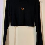 The Vintage Shop Long Sleeve Crop Top With Butterfly Patch Photo 0