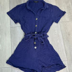 Velvet Heart 100% linen navy blue romper size small Photo 0