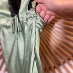 Victoria + Sophia Satin Green Mini Dress w/ Black Lace Trim Coquette Pistachio 💚 Photo 6