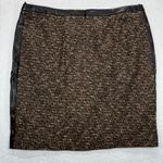 BOSS Tweed Skirt Leather Trim Career Wear Business Casual Brown Black 14 Photo 7