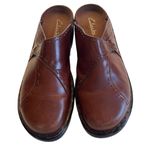 Clarks Clark’s Mules Women Leather Low Clogs Comfort Shoes Reddish Brown Size 9M Boho Photo 0