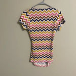 Boden Chevron Print Faux Wrap Shirt Women’s Size 4 Short Sleeve Top Blouse Small Gold Photo 3