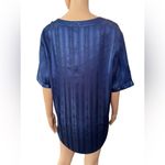Victoria's Secret Victoria’s Secret Vintage Gold Label Blue Satin Indie Boho Button Up Sleep Top Photo 4