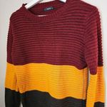 SheIn Sweater Colorblock Stripe Red Yellow Green Knit Business Casual Fall Cute Photo 1