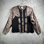 Cache Paris Womens 2 Piece Skirt Suit 4 Black Tan Baroque Jacquard Vintage 80s Photo 1