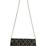Madison West  Stud Accent Fold-Over Clutch Crossbody Black with Gold Hardware Photo 4