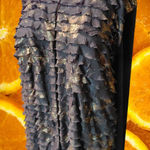 Chico's Travelers Women's Size 3 Black Gold Ruffle Front Long Sleeve Top Shirt Photo 0