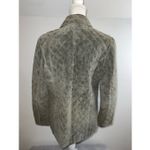 Women’s Quilted Leather Button Down Utility Barn Jacket medium Green Photo 3