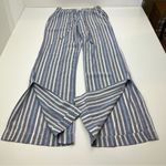 Bella Dahl  Split Hem Wide Leg Pant Multi Navy Womens Size XS Pockets Linen Blend Photo 11