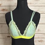 PINK - Victoria's Secret  mint green/neon yellow lace triangle bralette Size Medium Photo 0
