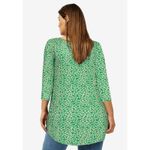 Ellos Curved Hem Tunic Top Size 22/24 Kelly Green Floral Stretch Cottage Boho Size undefined Photo 10