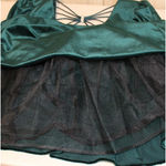 Vintage Deadstock Velvet Puff Sleeve Dress 90s Formal Rhinestone Hoco Size 11 Green Photo 7