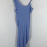 ZARA Baby Blue Asymmetric Midi Dress With Drawstring Gathering Size Small Photo 13