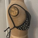 SheIn Faux Leather Pearl Studded Tie Closure Bra M Goth Punk Rocker 80s Style Photo 3