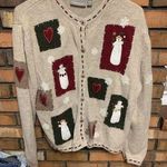 Coldwater Creek Croft & Barrow Festive Cream and Red Cardigan Sweater Photo 0