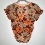 Free People  Solana Nylon Ruched Stretch Semi Sheer Floral Crop Top size S Photo 1