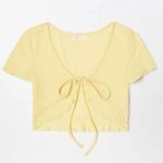 Yellow Waffle Knit Tie Front Top Small/4 Photo 0
