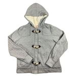 OP  XL Hooded Sweatshirt Jacket Faux Fur Gray Full Zip Hooks Womens Long Sleeve Photo 0