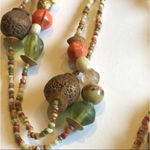 Vintage Plastic/Acrylic Carved Seed Bead Beaded Multi Color Necklace Photo 3