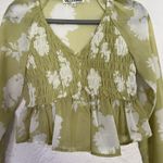 WallFlower Women's Chiffon Floral‎ Dressy Tops Size Long Sleeve Casual Boho Green Size M Photo 1