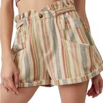 Free People  Topanga Cotton Cuffed Paperbag Shorts Womens Small Beige Boho Y2K‎ Photo 0