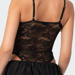 Edikted  strappy sheer lace bodysuit in black Photo 2