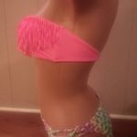 Victoria's Secret NWOT Victoria’s Secret Fringe Bandeau Swim Top Size S Neon Hot Pink Photo 3