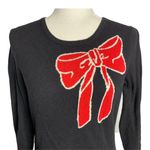 Tommy Hilfiger Knit Bow Sweater M Black Pullover Crewneck Stretch Photo 1