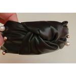 Faux Vegan Leather Knot Headband w/ Pearl‎ & Silver Tone Bead Accents Black Photo 4