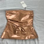ZARA Bronze Metallic Sold Out Tube Top Sleeveless Blouse Size S NEW Photo 3