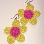 Yellow and Pink Boho Flower Earrings Photo 0
