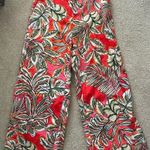 C&C California  Red Tropical Print Linen Pants Photo 0
