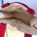 Wells Fargo Mini Reusable Boat and Tote Style Bag Cream Beige Red Trim Small Photo 2