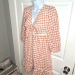 Greylin  Dorothy Eyelet Daisy Tie Front Gingham Dress Tiered Peach White S NWT Photo 5