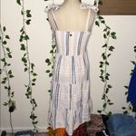 Rip Curl  Women’s Midi Dress Small White Blue Stripe Sleeveless Tiered Smocked Photo 4