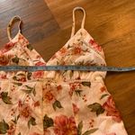 American Eagle Jumpsuit Womens 00 White One-Piece Floral Lattice Trim Wide Leg Photo 2