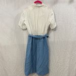 Vintage 1970s Bow Tie Shirt Dress Blue Size M Photo 2