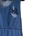 Erika Vintage 90s Women Size XL Denim Embroidered Side Button Floral Maxi Dress Photo 3