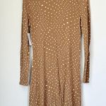 BP NWT Tan Polka Dot Long Sleeve V-Neck Sustainable Dress - Size: M Photo 6