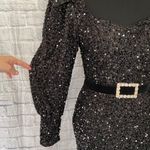 Women’s New With Tags Formal Scoopneck Sequin Bishop Sleeve Gown S Black Photo 2