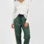 ZARA Nylon Track Pants XS Green Beige Drawstring Waist Windbreaker Joggers Photo 0