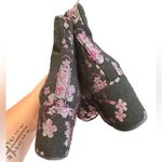 Sam Edelman  TAYE CHERRY BLOSSOM BLACK JACQUARD BROCADE BLOCK HEEL ANKLE BOOTIES Photo 5