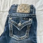 Miss Me  Signature Cuffed Capri Distressed Jeans Size 26 Low Rise EUC Bling Photo 5
