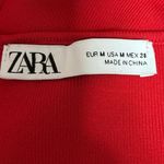 ZARA  Red Sleeveless V-Neck Cross Back Strap Midi Stretch Knit Bodycon Dress Sz M Photo 2